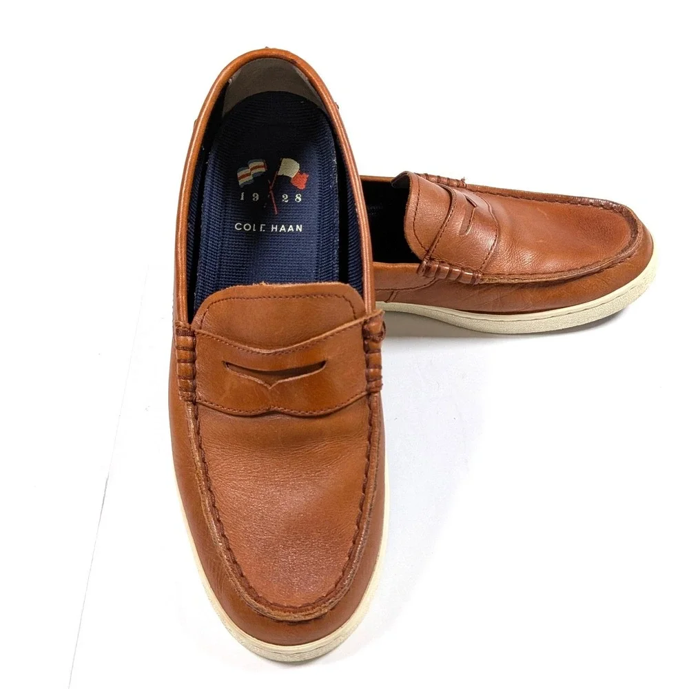 Cole Haan Grand.OS Nantucket Penny Loafers Brown Tan Leather Preppy Mens Sz 8.5M